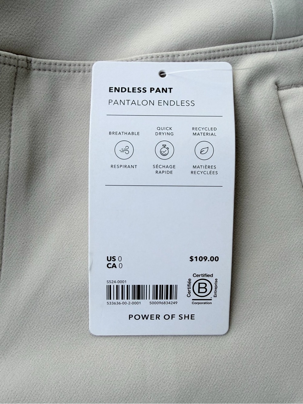 NWT Athleta Endless High Rise Straight Leg Pant - Beige Size 0 - Picture 6 of 12